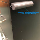 Mount this device to any metal surface with included magnet.