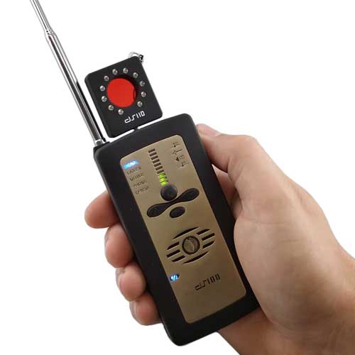 Detects laser tapping, landline phone tapping and can find camera lenses