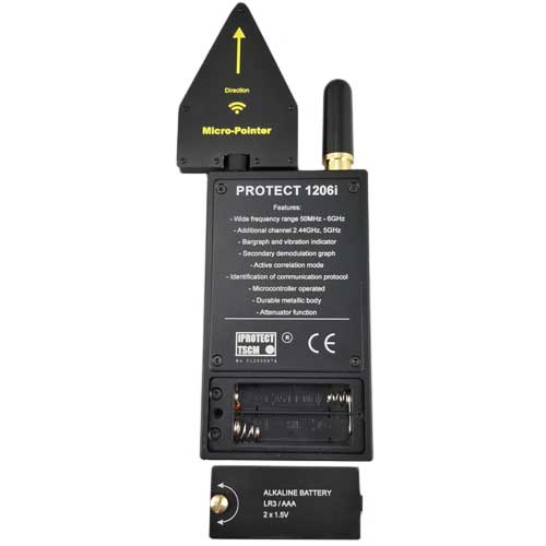 Remove back plate on this bug sweeper to insert two AAA batteries.